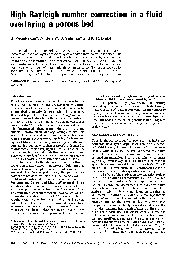 (PDF) High Rayleigh number convection in a fluid overlaying a porous bed