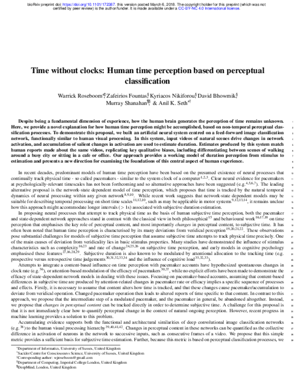 (PDF) A functioning model of human time perception