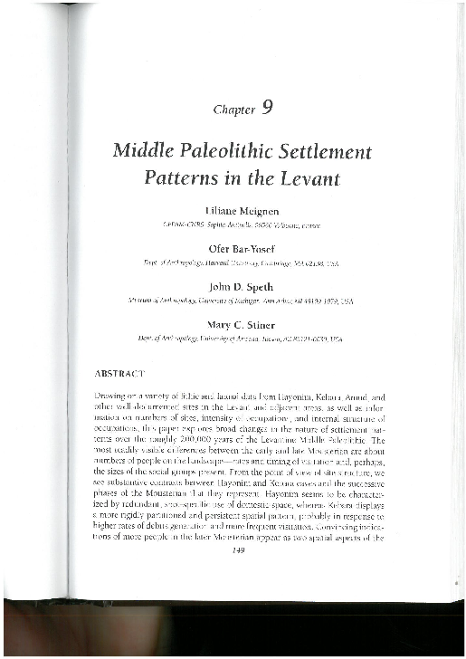 (PDF) Middle Paleolithic Settlement Patterns in the Levant