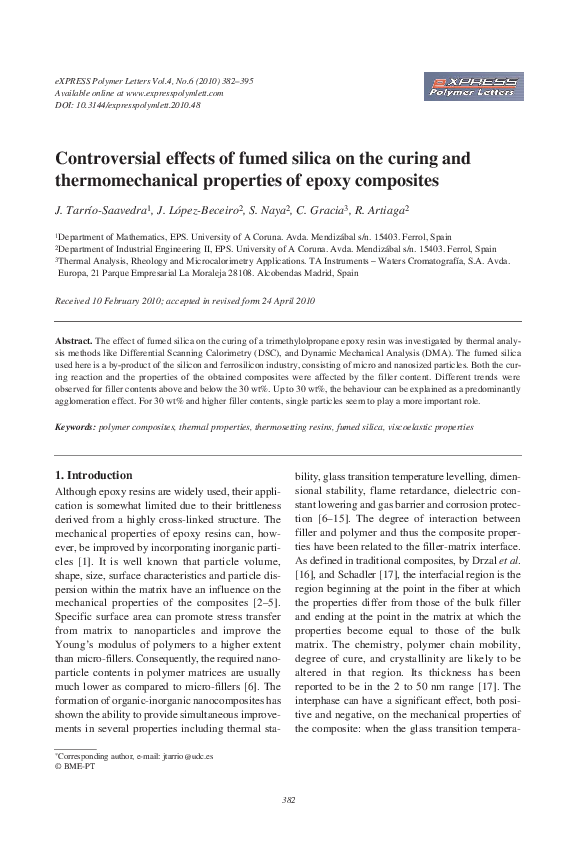 (PDF) Controversial effects of fumed silica on the curing and ...