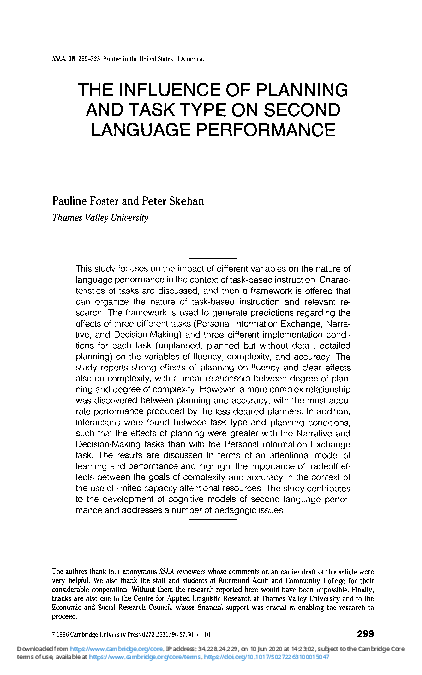 (PDF) The Influence of Planning and Task Type on Second Language ...