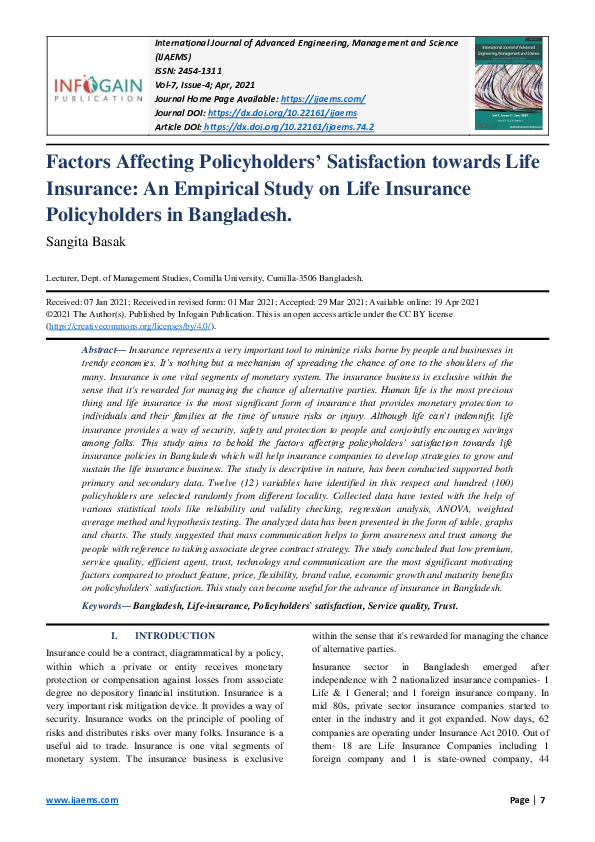 (PDF) Factors Affecting Policyholders' Satisfaction towards Life ...
