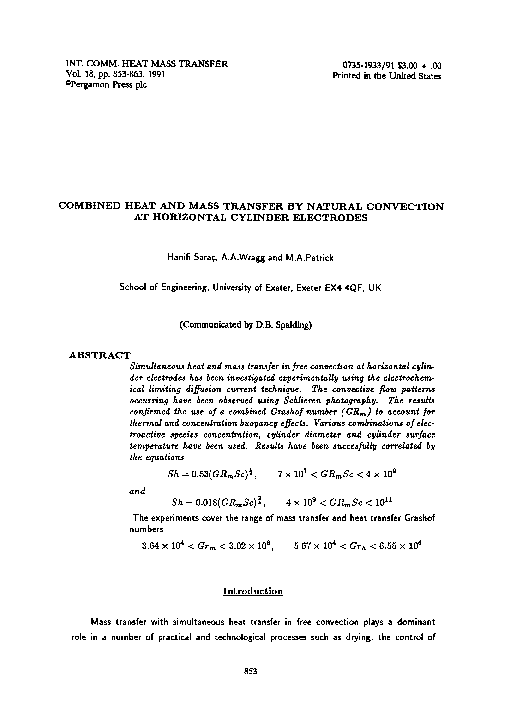 (PDF) Combined heat and mass transfer by natural convection over a ...