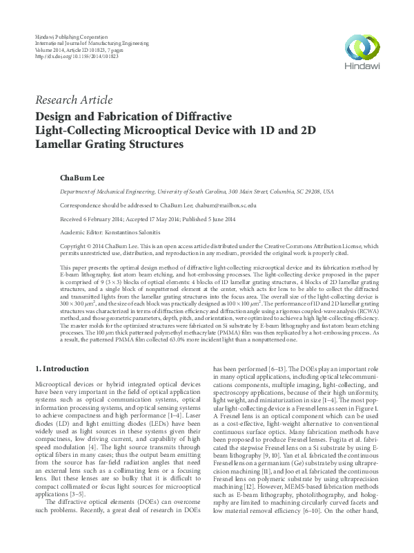 (PDF) Design and Fabrication of Diffractive Light-Collecting ...