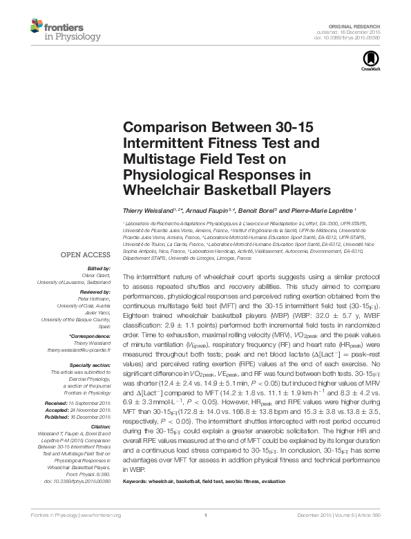 (PDF) Comparison Between 30-15 Intermittent Fitness Test and Multistage ...