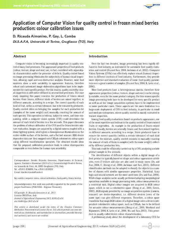 (PDF) Application of Computer Vision for quality control in frozen ...