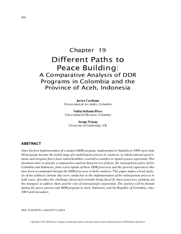 (PDF) Different Paths to Peace Building