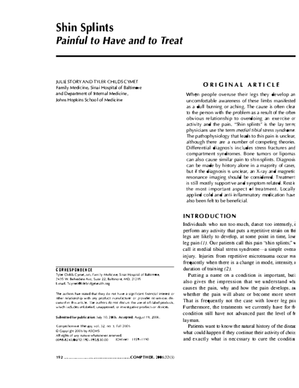 (PDF) Shin Splints: Painful to Have and to Treat