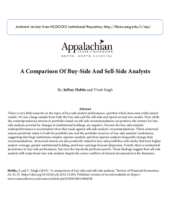 (PDF) A Comparison of BuySide and SellSide Analysts Jeffrey Hobbs