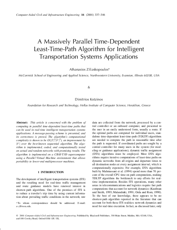 (PDF) A Massively Parallel Time-Dependent Least-Time-Path Algorithm for ...