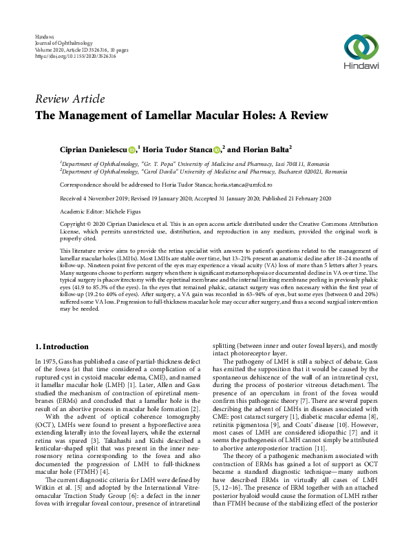 (PDF) The Management of Lamellar Macular Holes: A Review