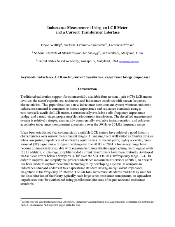 (PDF) Inductance Measurement Using an LCR Meter and a Current