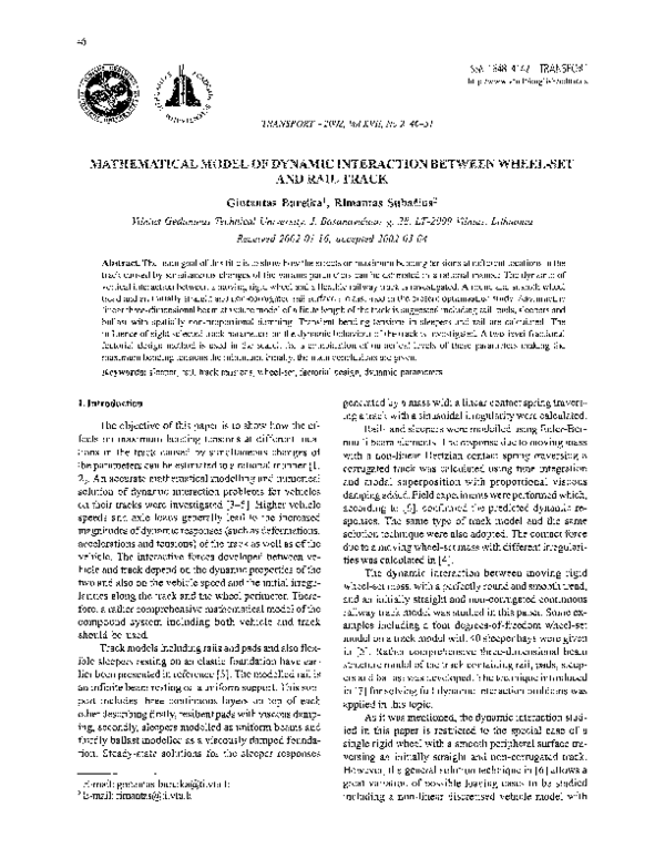 (PDF) Mathematical Model of Dynamic Interaction Between WheelSet and