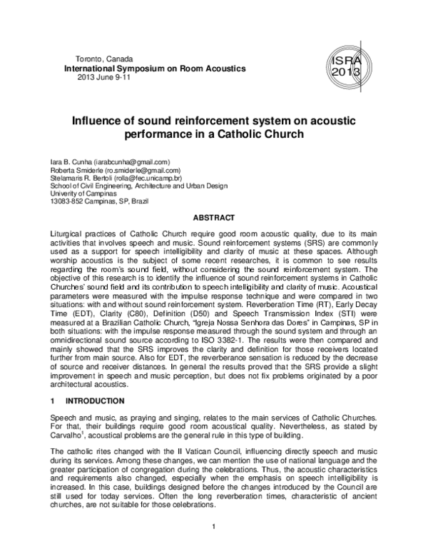 (PDF) Influence of sound reinforcement system on acoustic performance