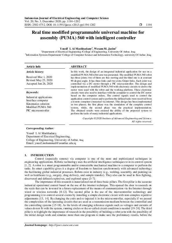 (PDF) Real time modified programmable universal machine for assembly ...