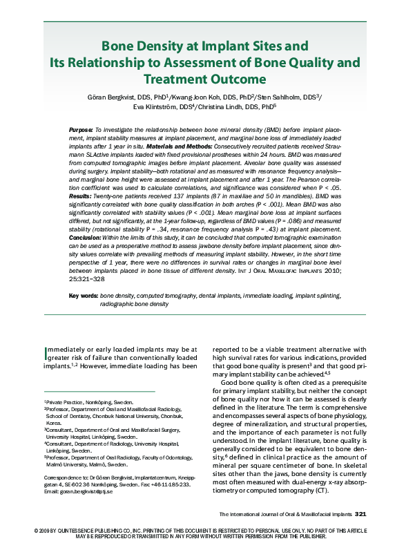 (PDF) Bone density at implant sites and its relationship to assessment ...