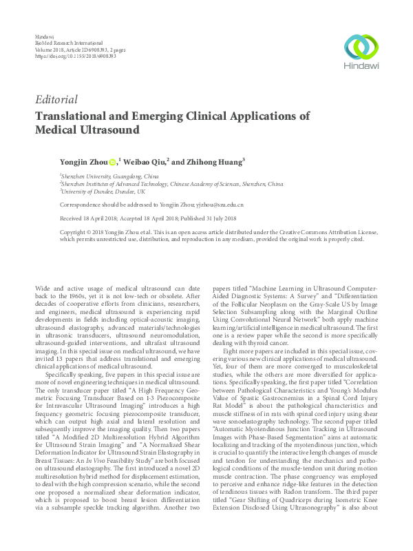 (PDF) Translational and Emerging Clinical Applications of Medical ...