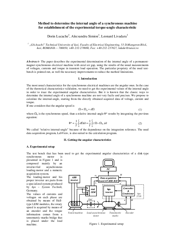 (PDF) Method to determine the internal angle of a synchronous machine ...