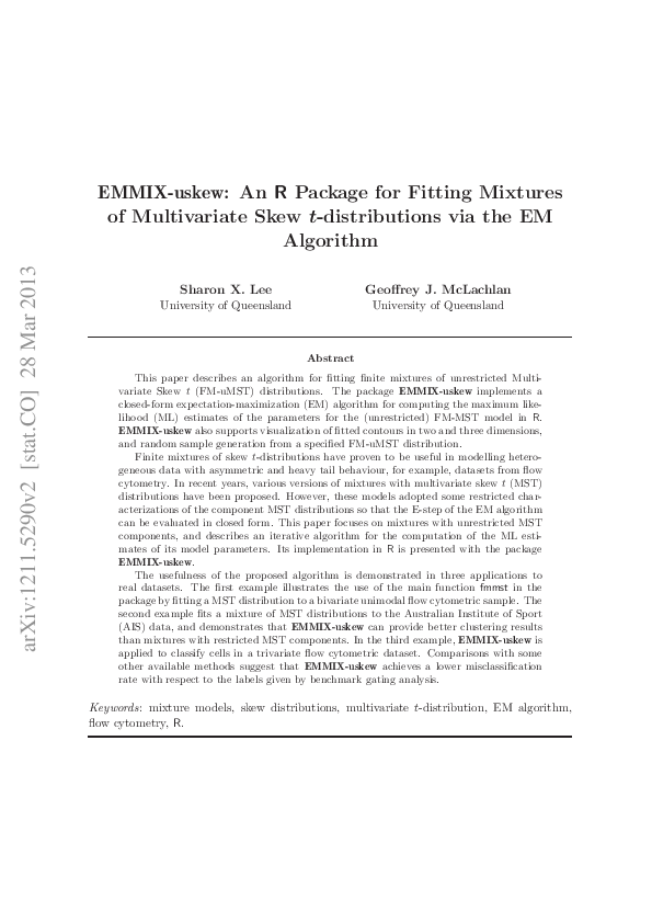 (PDF) EMMIX-uskew: An R Package for Fitting Mixtures of Multivariate ...