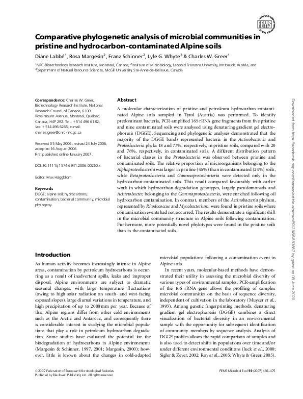 (PDF) Comparative phylogenetic analysis of microbial communities in ...