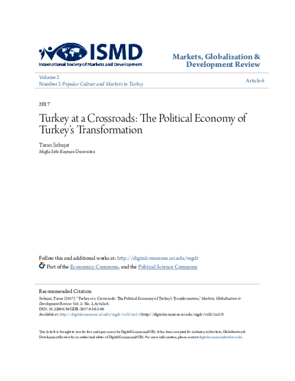 (PDF) Turkey at a Crossroads: The Political Economy of Turkey’s ...