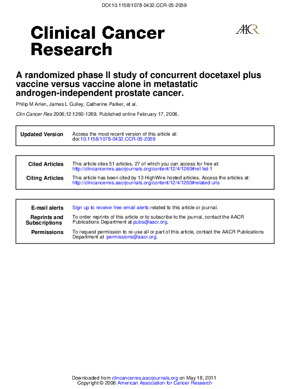 (PDF) A Randomized Phase II Study of Concurrent Docetaxel Plus Vaccine ...