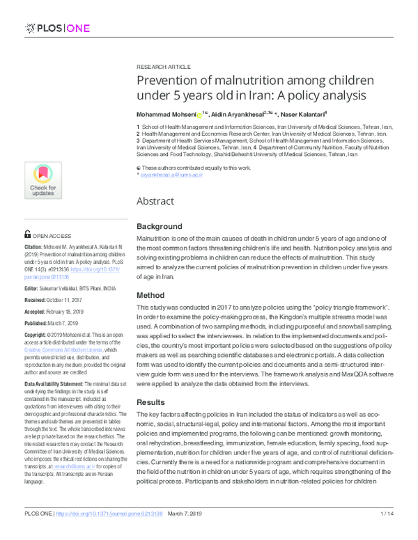 (PDF) Prevention of malnutrition among children under 5 years old in ...