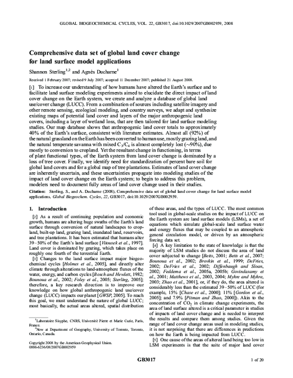 (PDF) Comprehensive data set of global land cover change for land ...