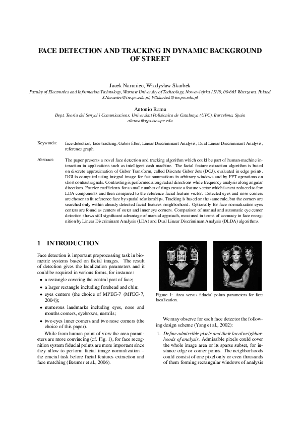 (PDF) Face detection and tracking in dynamic background of street