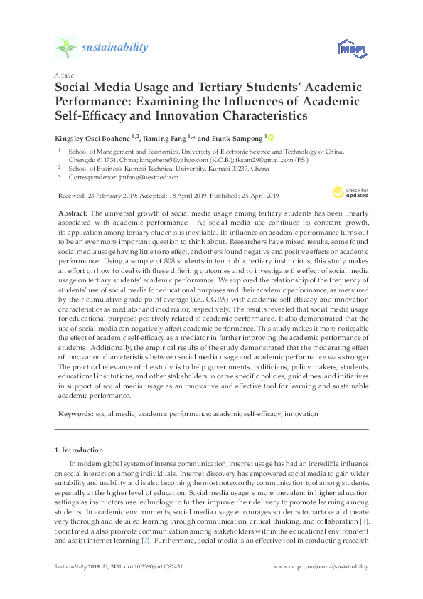 (PDF) Social Media Usage and Tertiary Students’ Academic Performance ...