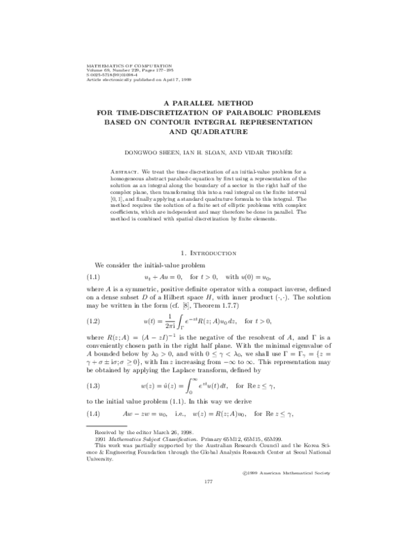 (PDF) A parallel method for time discretization of parabolic equations ...