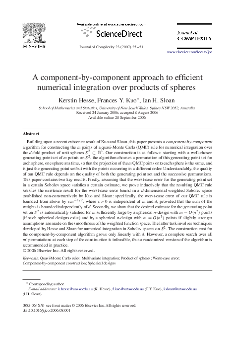 (PDF) A component-by-component approach to efficient numerical ...