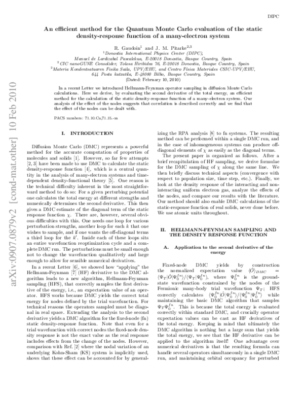 (PDF) Efficient method for the quantum Monte Carlo evaluation of the ...