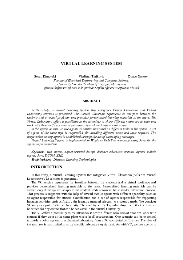 (PDF) Virtual Learning System