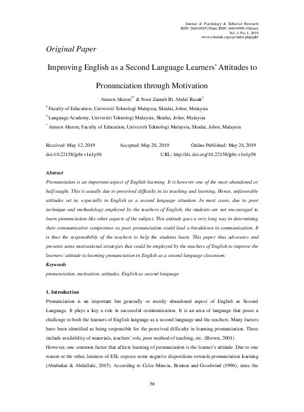 (PDF) Improving English as a Second Language Learners’ Attitudes to ...