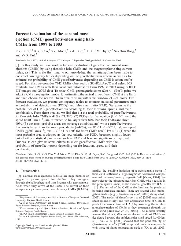 (PDF) Forecast evaluation of the coronal mass ejection (CME ...