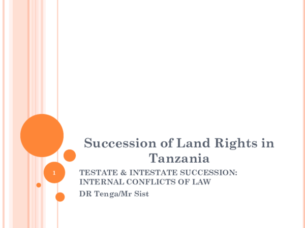 (PDF) Succession of Land Rights in Tanzania Introduction: A look at key ...