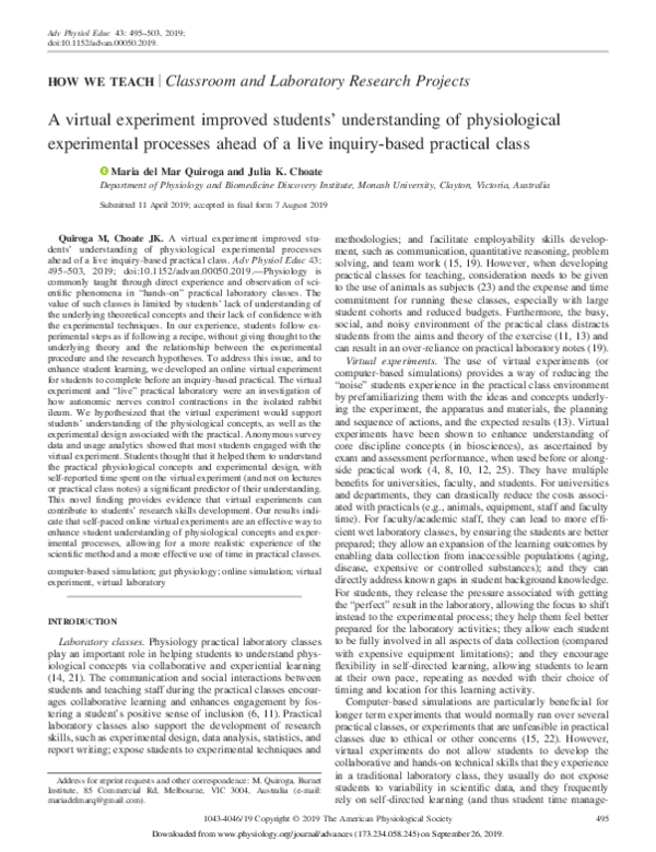 (PDF) A virtual experiment improved students’ understanding of ...