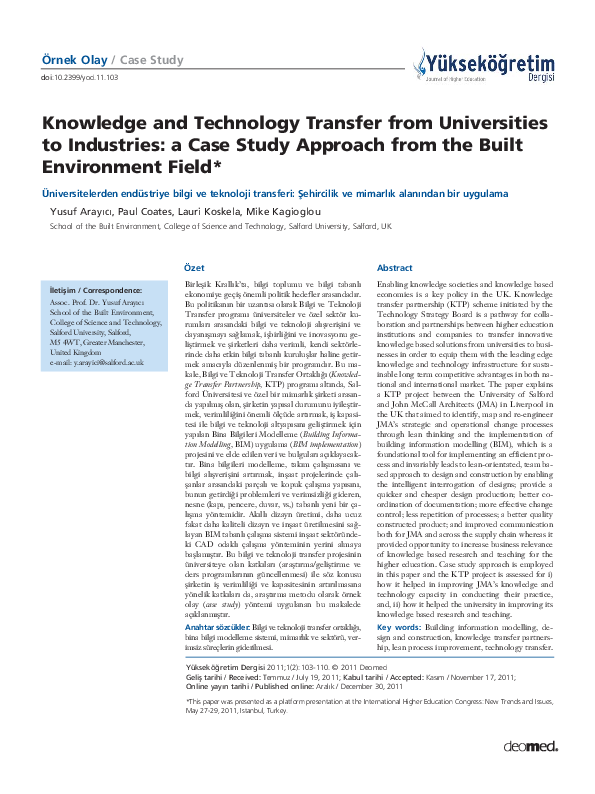 (PDF) Knowledge and technology transfer from universities to industries ...