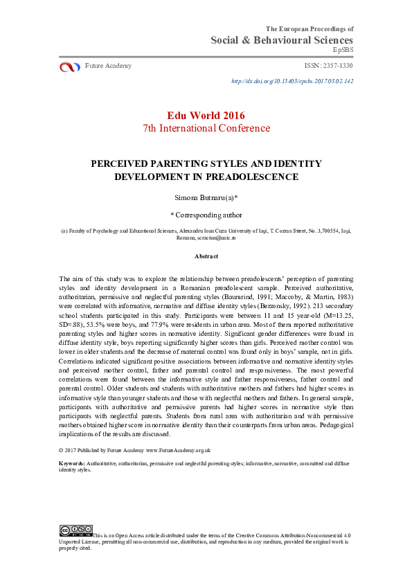 (PDF) Perceived Parenting Styles and Identity Development in Preadolescence