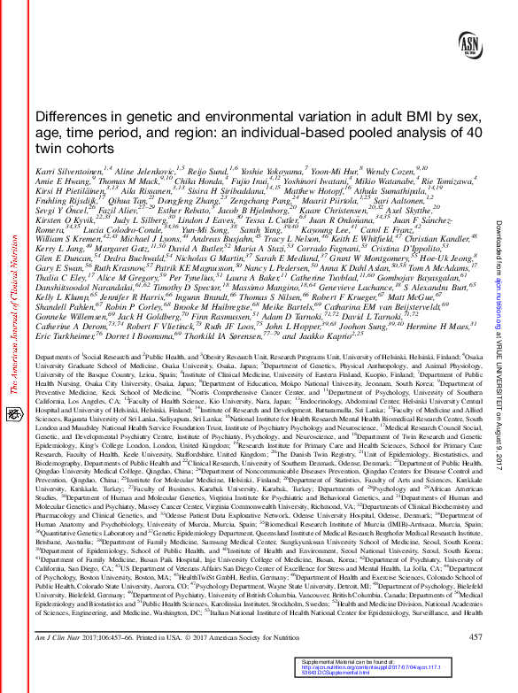(PDF) Differences in genetic and environmental variation in adult body ...