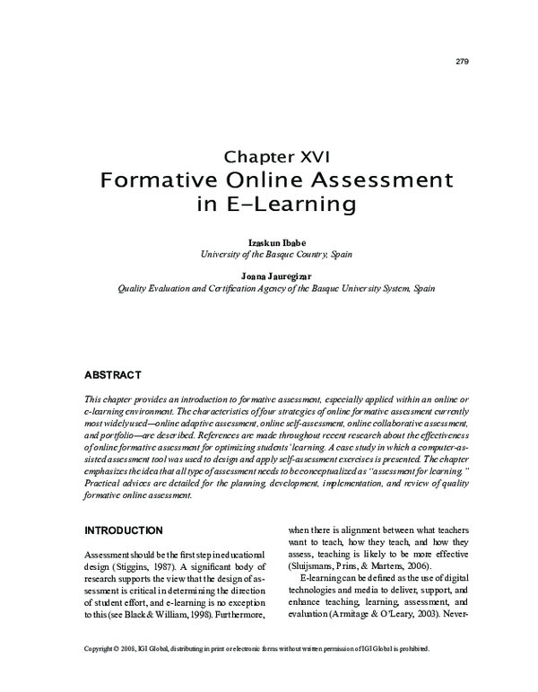 (PDF) Formative Online Assessment in E-Learning