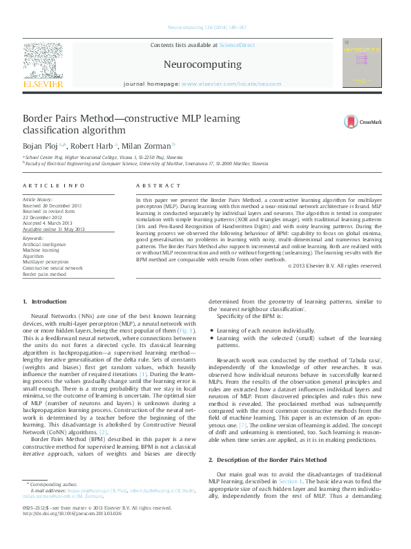 (PDF) Border Pairs Method—constructive MLP learning classification ...