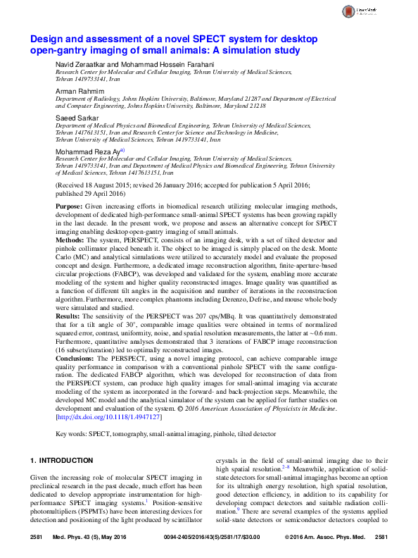 (PDF) Design and assessment of a novel SPECT system for desktop open ...
