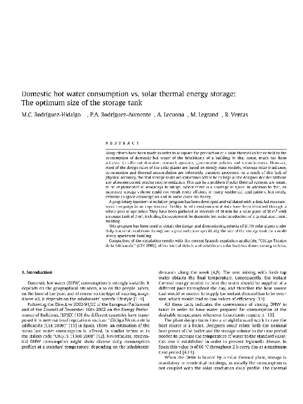 (PDF) Domestic hot water consumption vs. solar thermal energy storage ...