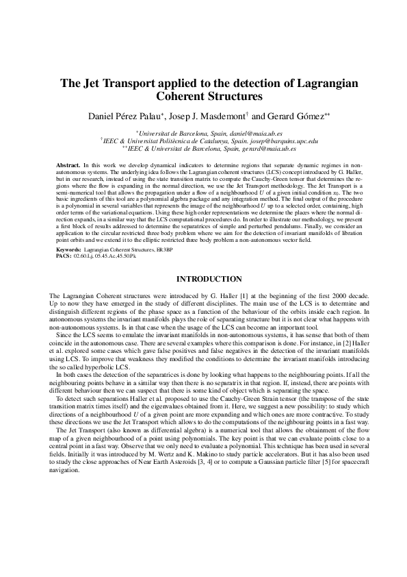 (PDF) The Jet Transport applied to the detection of Lagrangian Coherent ...