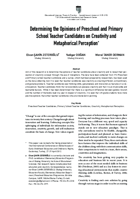 (PDF) Determining the Opinions of Preschool and Primary School Teacher ...