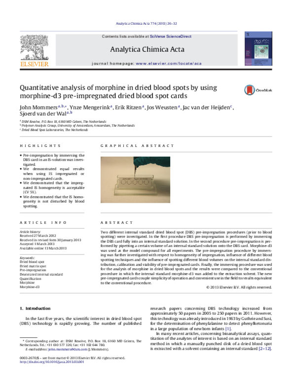 (PDF) Quantitative analysis of morphine in dried blood spots by using ...