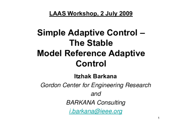 (PDF) Simple Adaptive Control–The Stable Model Reference Adaptive Control