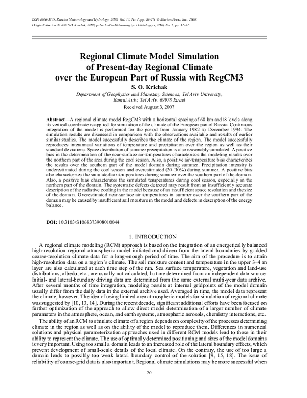 (PDF) Regional climate model simulation of present-day regional climate ...